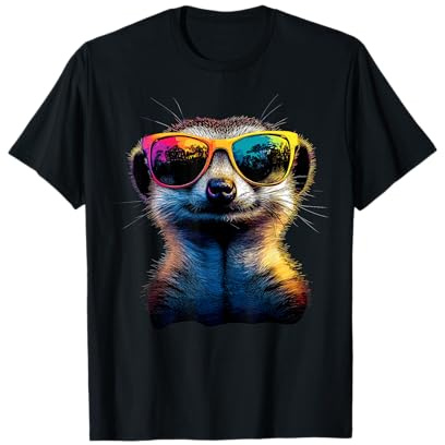 Erdmännchen mit Sonnenbrille Bunt Popart Süßes Erdmännchen T-Shirt