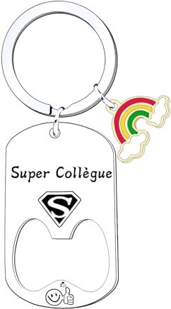 JRZDFXS Cadeau Collègue de Travail Original - Porte-Clef Décapsuleur Super Collègue - Cadeau de Bureau et Départ (Super Collègue)