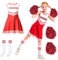 LXYYDS Cheerleader Kostüm Kinder, Cheerleadering Outfit Mädchen, Cheerleading Uniform Kleid, Mädchen Cheerleader Kostüm, Cheer Kostüm Outfit mit 2 Pompoms und 2 Socken, für Karneval Halloween (130)