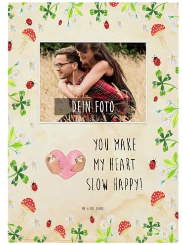 Mr. & Mrs. Panda Personalisierte Foto Postkarte Faultiere Herz - Geschenk, Valentinstag, Hocheitstag, Ehefrau, Mitbringsel, für Ehemann, Verlobung,