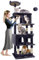 Globlazer Arbre à Chat XXL Grande Hauteur 183 cm avec 2 Niches, Plateformes, Perchoir, Panier, Lit Amovible, Peluche Jouets, Arbres à Chats pour Gros Chat Adulte Maine Coon 10kg+ (S72, Gris Foncé)