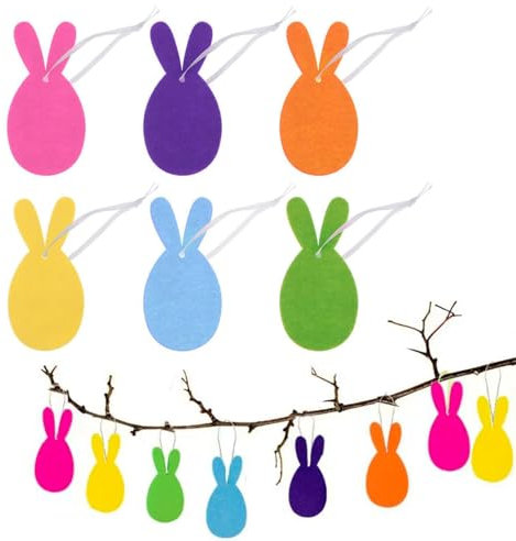 Pejlnd Osterhasen zum Aufhängen - 12 Stück Filz Osterhasen Osterdeko zum Aufhängen Osteranhänger Hase Hängedeko für Geschenkanhänger OsternOsterjagd Osterbaumschmuck Zuhause Garten Party Deko