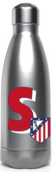 CyP Brands Atlético de Madrid - Botella Agua de Acero Inoxidable, Cierre Hermético, con Diseño Letra S en Rojo, 550 ml, Color Metalizado, Producto Oficial