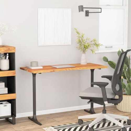 Tischplatte 120x50x2,5 cm aus massivem Akazienholz mit natürlicher Oberfläche, ergonomisch geschwungene Schreibtischplatte für Büro Esstisch Computertisch DIY