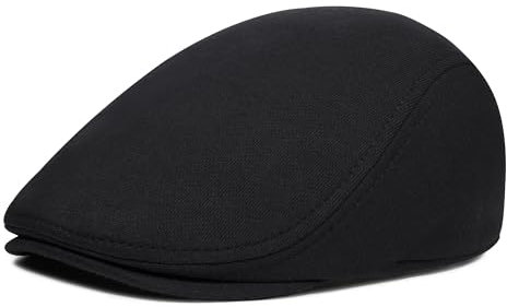 PivotWing Schiebermütze Herren Schirmmütze Herren Cap Herren Leicht Mütze Herren Baumwolle Baskenmütze Bequem Flatcap Herren Vintage Schirmmützen Mütze Kopfbedeckung Herren Schwarz 56CM