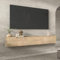 Uniq Trio Modern Floating TV Unit, 180 cm, Wooden Wall Mounted TV Stand with Hidden Storage, Symmetrical Doors, Contemporary TV Cabinet. (Oak)