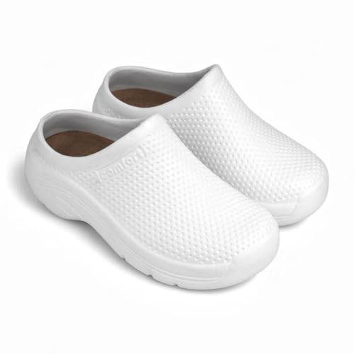 CHILLIFE Sabots Sanitaires de Travail, Hôpital, Jardin, Cuisine, Pantoufles Femme, Bout Fermé, Fabriqué au Portugal, Blanc, 40 EU