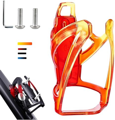 AirTag Fahrrad Getränkehalter 36g Leichtgewicht Trinkflaschenhalter für MTB Rennrad Fahrrad 4 Farben, Flaschenhalter seitliche Entnahme/Fahrrad (Schwarz Anti Diebstahl Schrauben) (Rot Gelb)