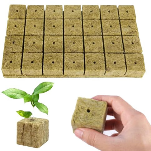 Steinwolle Anzucht 28 Würfel - Steinwolle Cube 4x4x4cm - Anzuchtwürfel, Steinwolle Würfel, Rockwool, Hydrokultur-Systeme für Setzlinge/Klonpflanzen/Schulprojekte, Bodenlose Anzucht