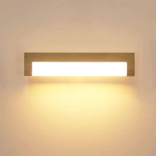 Pheashine LED Wandleuchte Holz 18W, 3000K Warmweiß | Moderne Wandlampe für Wohnzimmer, Schlafzimmer, Arbeitszimmer, Flur und Eingangsbereich