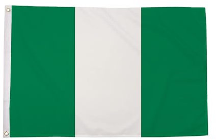 Flagmax Bandera de Nigeria de 90 cm x 60 cm, bandera duradera con ojales para uso en exteriores e interiores, bandera para el hogar, oficina o eventos