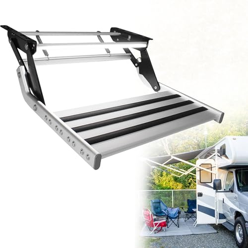 Marchepied pliable pour camping-car | Design antidérapant, capacité de 200 kg, double marche manuelle pour une entrée et une sortie sûres | Idéal pour les remorques et les campeurs