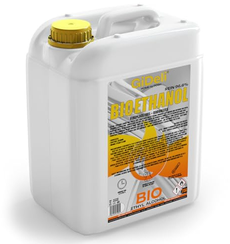GiDeli Bioetanol 25L Etanol 96,6% Bio Alcohol Inodoro Limpio Quema para chimeneas interiores y exteriores