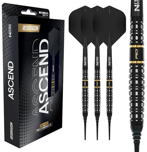 RED DRAGON Darts - Ascend Serie - 90% Tungsten Profi Dartpfeile - Nitro Flite Integrierter Flug/Schaft | Dartpfeile Steeldarts 20g, 22g, 23g, 24g & 25g