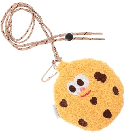 MOLUCKFU Pochette Bandoulière Créative de Biscuit Jaune, Mini Paquet à Monnaie Portable avec Porte-clés, Paquet de Rangement pour Écouteurs et Pièces de Monnaie, Trousse Rangement Cou