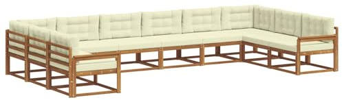 vidaXL Outdoor-Sofagarnitur mit Kissen 10 pcs Natur und Creme