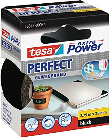 Tesa© Gewebeklebeband extra Power Gewebeband, 2,75 m x 38 mm, schwarz