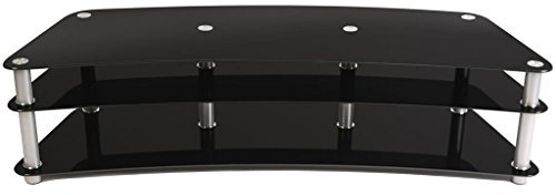 Ateca Simply Curve 75 Noir Acier Inoxydable Support d'écran Plat (Verre Trempé, 190,5 cm (75), Poids Maximum TV 60 kg, 48,3 kg)