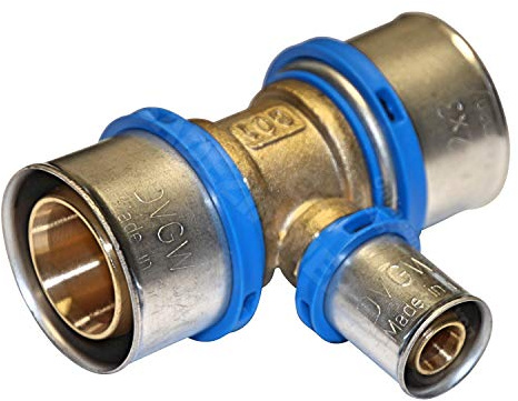 EasyPRESS Pressfitting T-Stück mittig reduziert DVGW für Mehrschichtverbundrohr u. PE-RT (Pressprofil: TH - Kontur) T-Stück mittig reduziert in (32 x 20 x 32 mm)