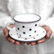 City to Cottage | Tasse et sous tasse à café, à thé | blanche à pois noirs en céramique faite et peinte à la main| Grande 350ml