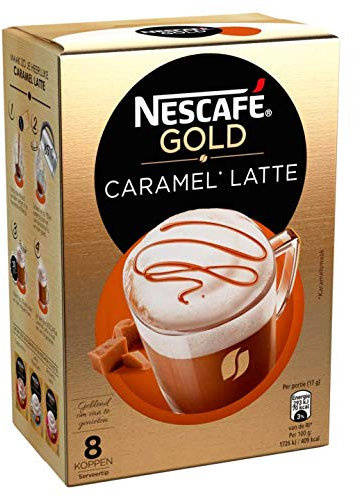 Paquets De Café Instantané | Gold Caramel Latte 8 Stuks | Gold Caramel Latte 8 Pieces | Poids Total 136 grams