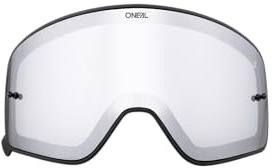 O'NEAL | Motocross-Brillen-Ersatzteile | Motorrad Enduro | Hochwertige & schlagfeste Linse mit 100% UVA/B/C Schutz, Anti-Reflexionsbeschichtung | B 50 Goggle Spare Lens | Silber