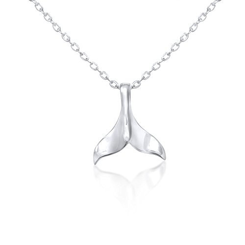 WANDA PLATA Walflosse Anhänger, Wal Anhänger Kette Walfischflosse Whale Tail Halskette in 925 Sterling Silber, für Damen, Junges Mädchen, Halskette mit Walschwanz Kette 40 cm Surferkette