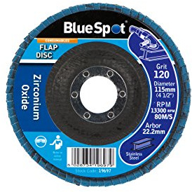 Blue Spot Tools 19697 120 Grit Zirconium Flap Disc, Green