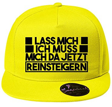 OwnDesigner Ich muss Mich da jetzt Reinsteigern Cap Unisex für Männer und Frauen - Baseball Cap mit Wunsch (Cap 352 Gelb)