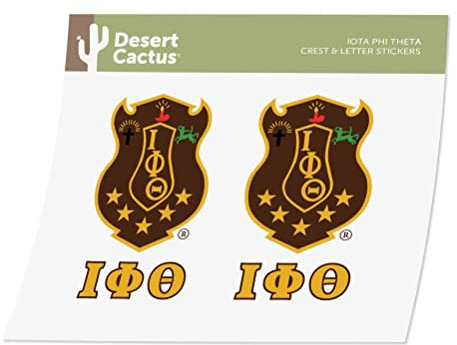 Aufkleber Wüsten-Kaktus, Iota Phi Theta Wappen und Buchstaben, 2 Stück