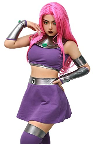 C-ZOFEK Robe violette, costume de cosplay avec bas pour Halloween, Noël