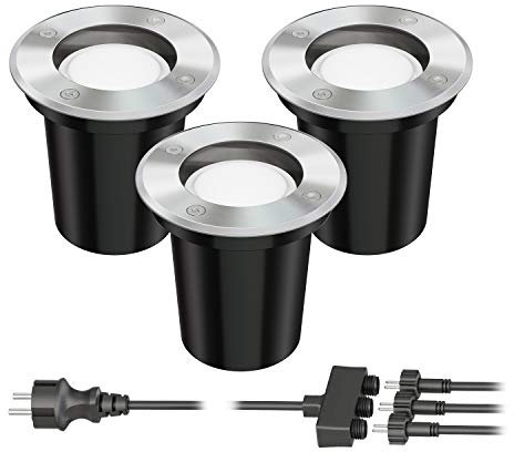ledscom.de Bodeneinbaustrahler BOJA für außen Edelstahl rund IP67 108mm Ø inkl. GU5.3 LED (warmweiß, 18,51W, je 430lm, 100°) 3er Set
