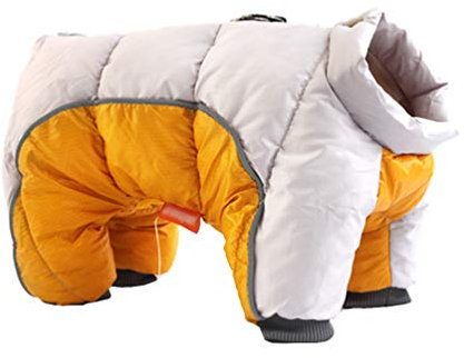 LucaSng Haustier Hund Kleidung Hundejacke Hundemantel Warme Winter Jacke Dicker Baumwolle Vierbeiniges Mantel wasserdichte Kleine Hunde Kleidung Für Französisch Bulldog Welpen (Orange, L)
