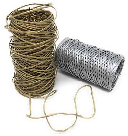 2 x 25m Papierkordel Dekoband Dekodraht Papierdraht Bindedraht zum Basteln Dekorieren Floristik Ø 1mm (2er Set – Silber, Gold)