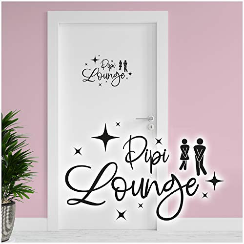 Dekoaufkleber Pipi Lounge 26x16cm für Badezimmer Bad WC Toilette Tür Wandtattoo Unisex Wand Sticker Aufkleber lustig witzig selbstklebend Y070 (Schwarz)
