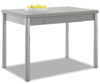 ASTIMESA - Mesa de Cocina Extensible - Estructura Aluminio - Color Gris - Ideal para Espacios Pequeños - Medidas: 90 x 50 cm - Extensible: 140 x 50 cm