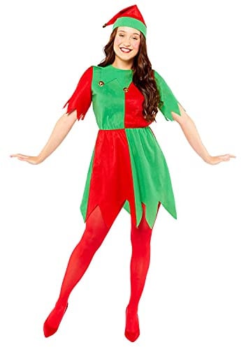 Adult Elf Lady Fancy Dress Christmas Budget Costume (UK Dress 18-20)
