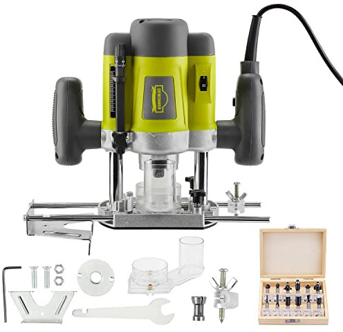 DEWINNER Fresatrice Verticale,di frese per legno Trimmer con set 12 frese in box di legno