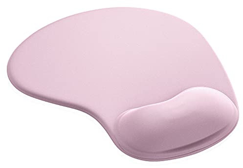 CSL - Office Mauspad mit Gelkissen - Handgelenkauflage - Handgelenkpolster Handauflage - Gelpolster – optimiert für Rechtshänder - Silikon Unterseite - Textiloberfläche mit Mikrofaser - Hellrosa