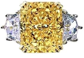 DJMJHG 100% 925 Sterling Silber 10 × 12 mm Lila Gelb High Carbon Diamond Ice Flower Cut Ringe für Frauen Edlen Schmuck 7 Gelb