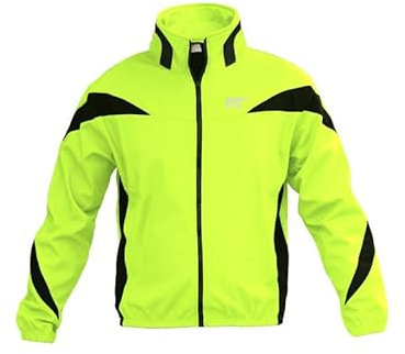 Fashion Track Softshell Fahrradjacke mit Winter Thermo Fleece Winddicht Langarm Fahrradmantel für MTB Radfahren Wandern Laufen Outdoor mit Gesäßtasche, Fluoreszierendes grün/schwarz, XXL