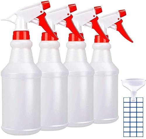 Empty Spray Bottles (16oz/4Pack) - Adjustable Spray Bottles for Cleaning Solutions - No Leak and Clog - HDPE spray bottle For Plants, Pet, Bleach Spray, Vinegar, BBQ, and Rubbing Alcohol.