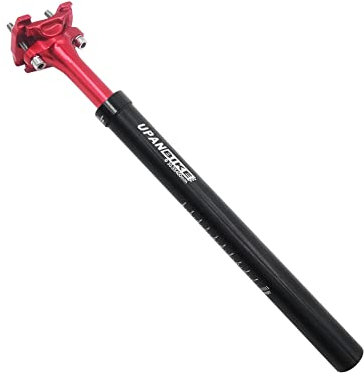 UPANBIKE Fahrrad-Sattelstütze, 400 mm Länge, φ27,2 mm, 28,6 mm, 30,9 mm, 31,6 mm, Stoßdämpfer-Sattelstütze für Mountainbike, Sattelstütze, BMX, Rennrad (31,6 mm x schwarz + rot)
