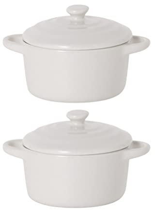 Luxshiny 2Pcs Ceramic Soup Bowls with Double Handles Lids Porcelain Serving Bowl French Onion Soup Small Stew Pot Egg Steam Bowl 230ml