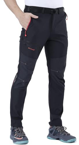 CARETOO Herren Wanderhose Trekkinghose Outdoorhose Softshellhose Funktionshose Skihose Verdickte Warm Atmungsaktiv Wasserdicht Winddicht Winter Schwarz mit Fleece, M