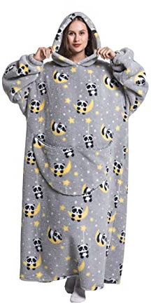 Kawoja Extra Long Oversized Blanket Hoodie,Wearable Fleece Blanket Throw with Sleeves and Pockets,Super Warm and Cozy Giant Sweatshirt for Women Men
