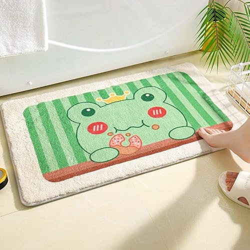 Badezimmerteppich Frosch Badematte rutschfest,Weiche Badteppich ,Badvorleger Duschvorleger,Teppich Badezimmer Waschbar,Bad Teppich Flauschig50×80cm