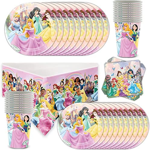 Vajilla de cumpleaños de princesa, decoraciones de cumpleaños, accesorios para fiestas infantiles, decoraciones de mesa para cumpleaños de niñas.