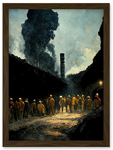 Doppelganger33 LTD Coal Miners Colliery 1972 South Wales UK Artwork Framed Wall Art Print A4