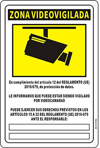 Cartel Videovigilancia Aluminio Reflectante 30×20cm
